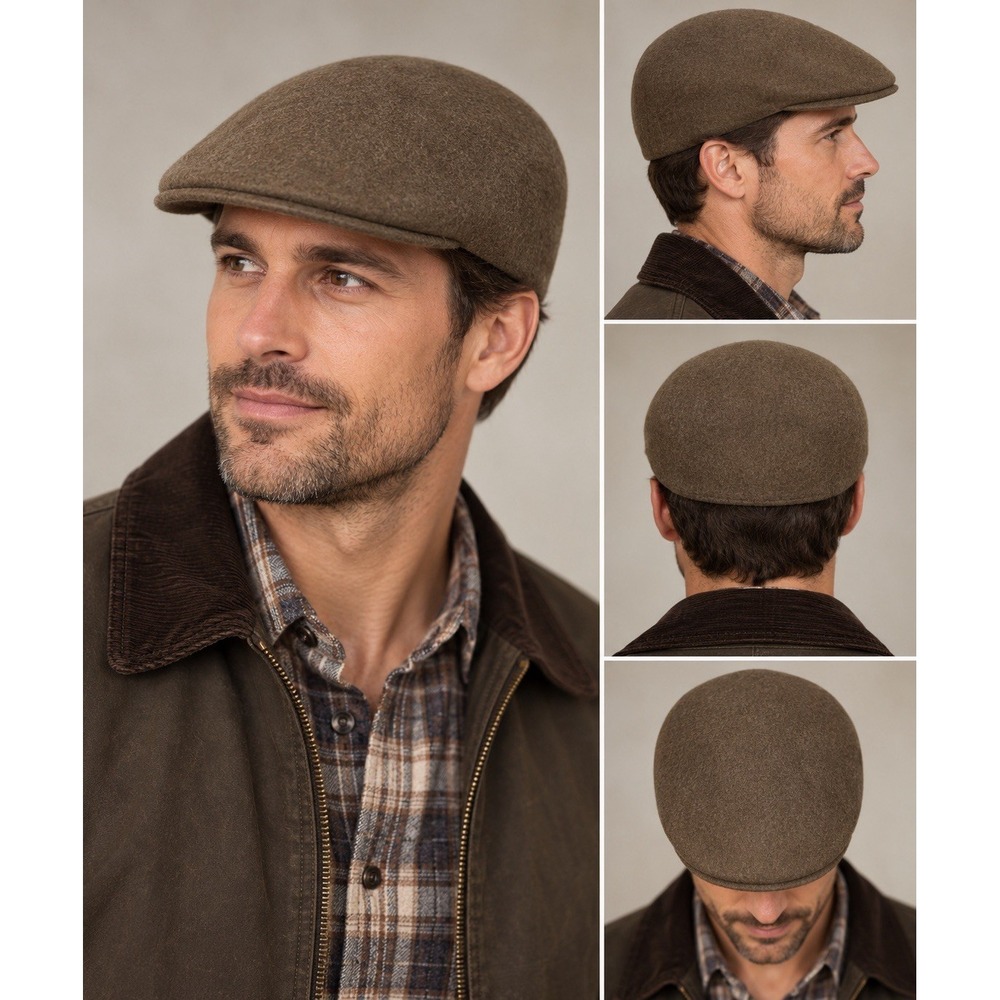 Borsalino Rachel Men's M Brown 100% Wool Felt Ivy Flat Cap Newsboy Made Czech